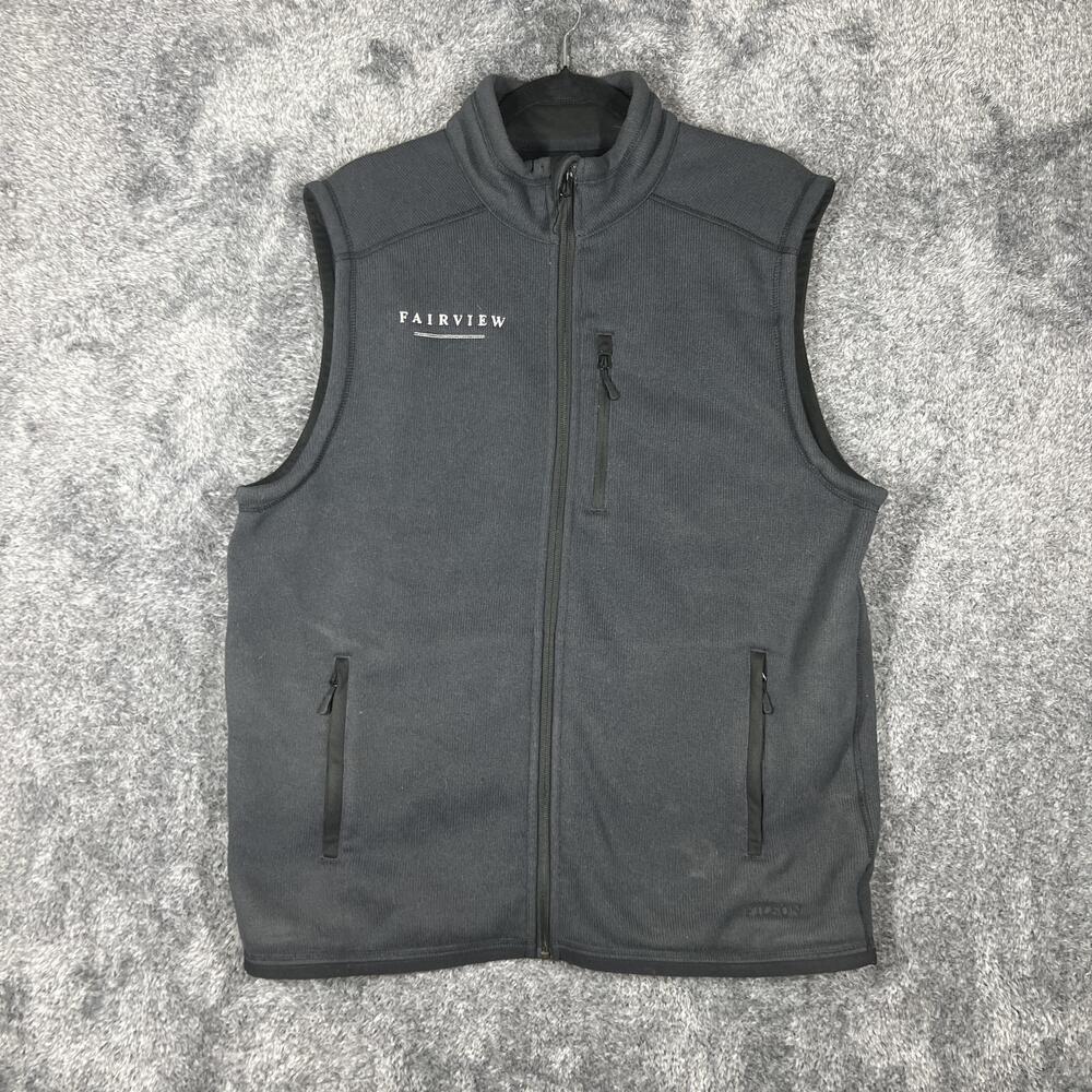 Filson Vest Mens L Gray Fairview Polartec Fleece Lined Full Zip Pockets